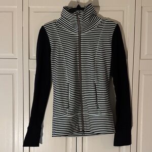lululemon athletica Black and Light Mint Striped Zip Up Jacket